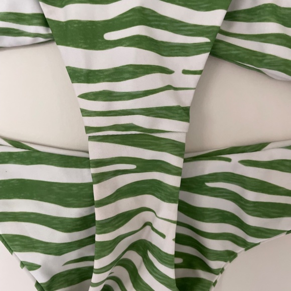 NWOT Green zebra stripe bikini - Picture 10 of 11